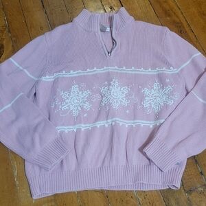 2/$20 Northern Reflections Quarter Zip Snowflake Sweater